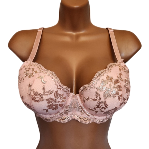 Victoria's Secret Pink & Rose Gold Metallic Dream Angels Lightly Lined Bra (36C) - Picture 3 of 8